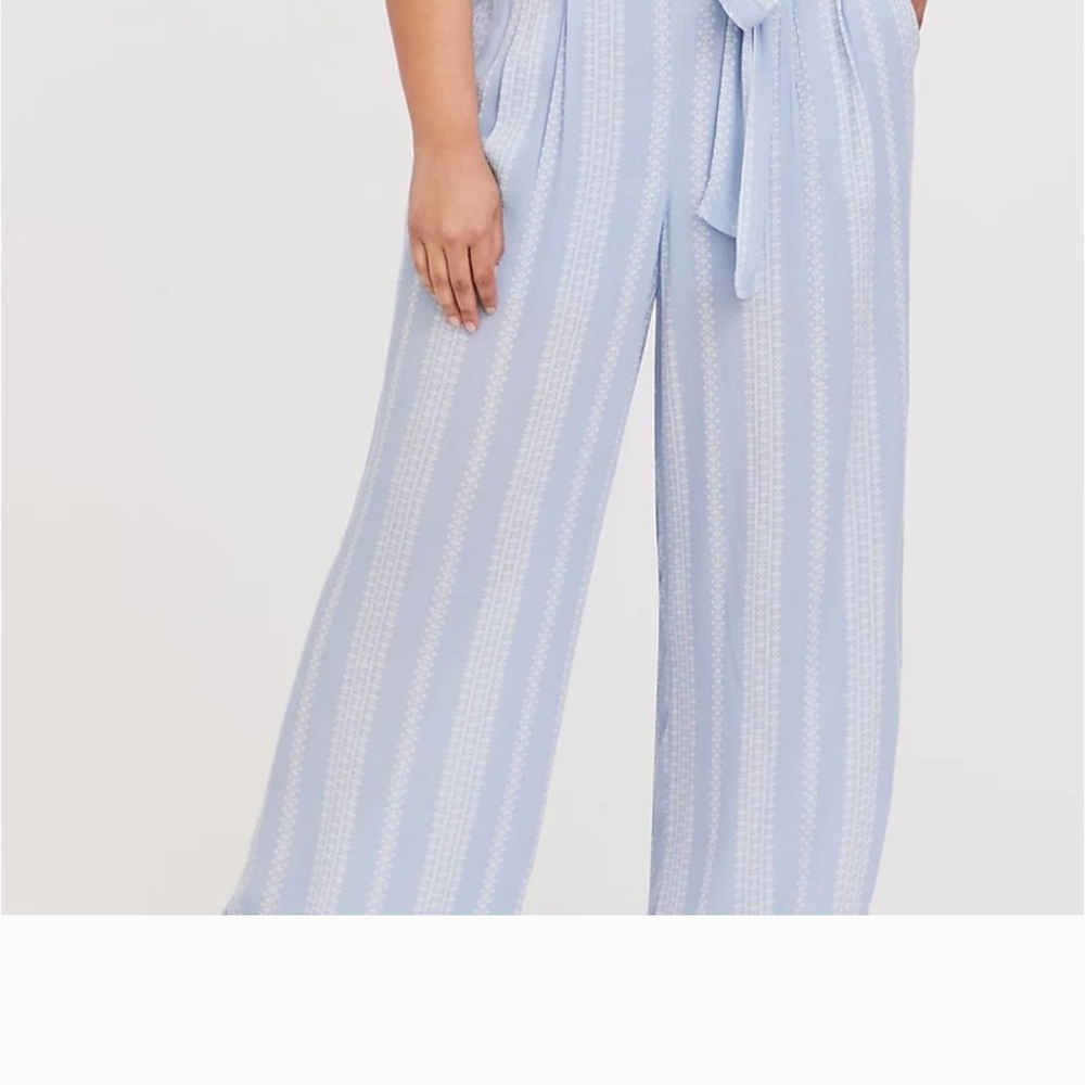 Torrid Light Blue Patterned Wide Leg Jumpsuit